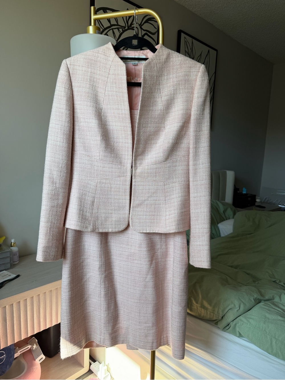 Tahari Pink Tweed Dress Suit